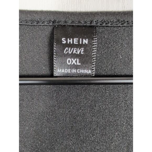 Shein Curve 0X Black Lace-Up Tunic Tee Women's Plus Large Soft Minimalist Top - Picture 4 of 10